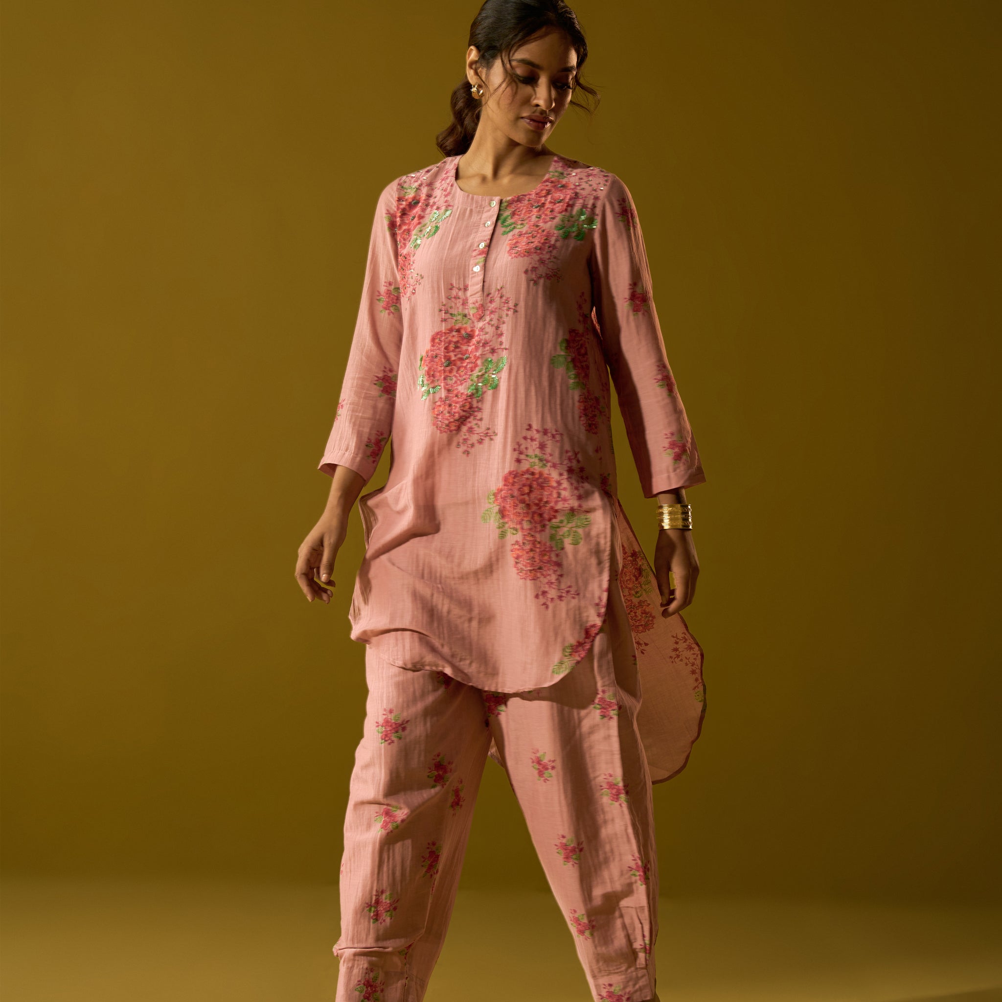 Pink hand block printed Co-ord set