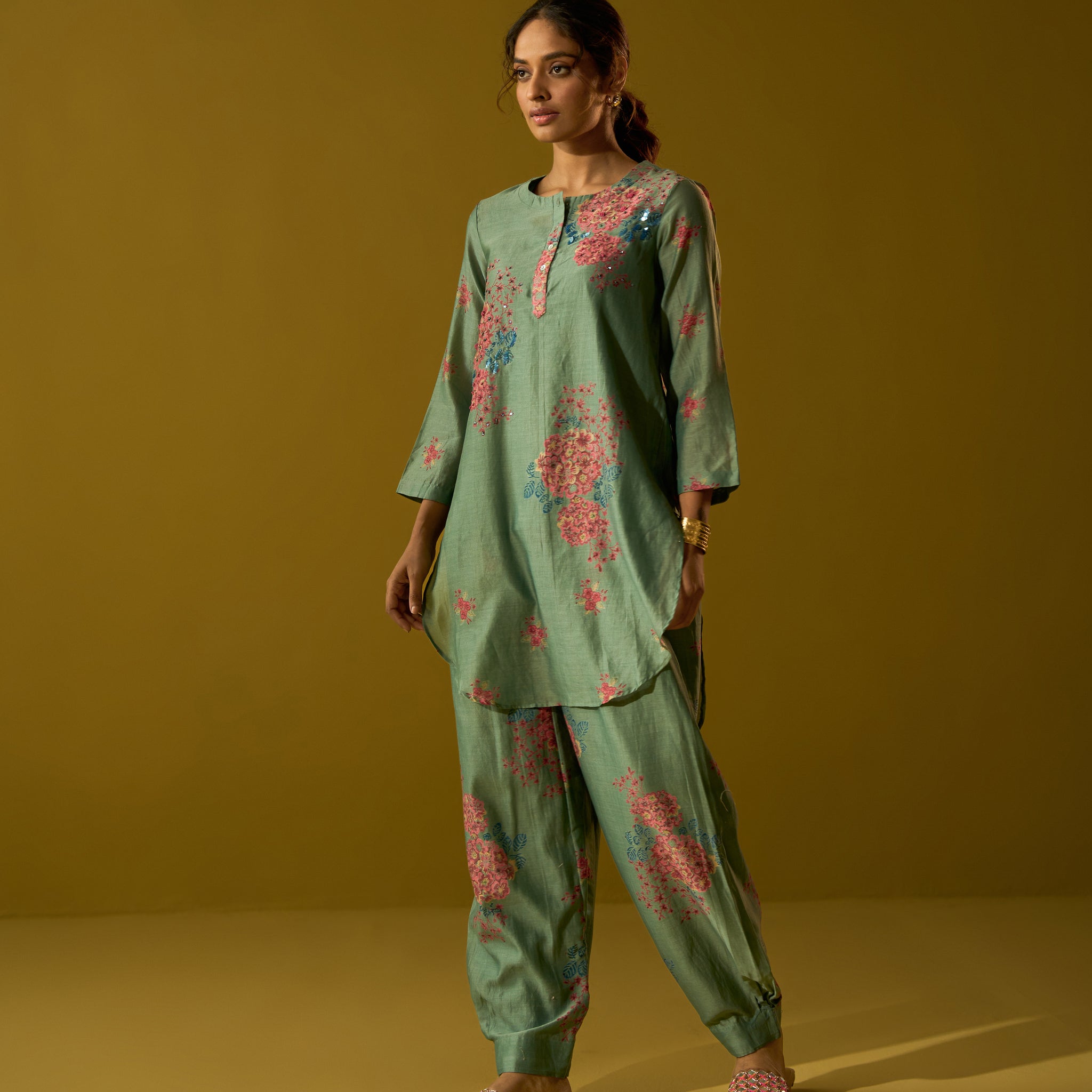 Sage green hand block printed Co-ord set