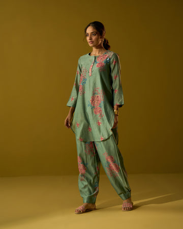 Sage green hand block printed Co-ord set