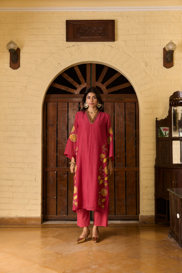 Coromandel bel majenta kurta set