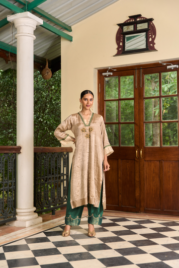 Rutba silver tissue kurta set