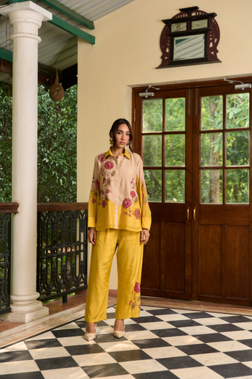 Coromandel beige and Mustard applique co-ord set