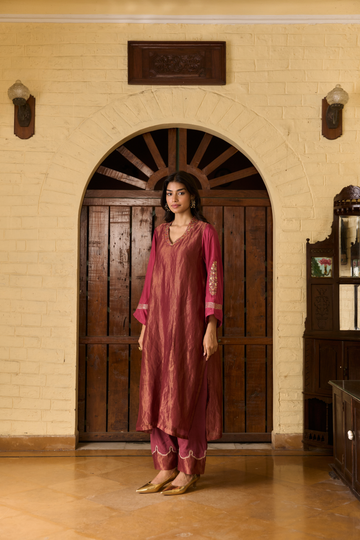 Bano boota zari mulberry kurta set