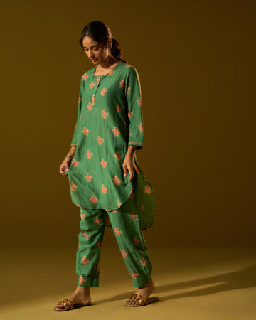 Green hand block printed Co-ord set