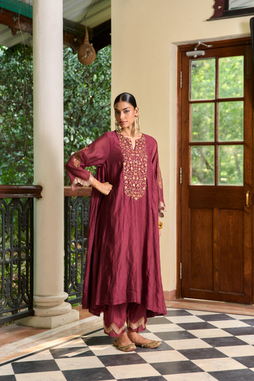 Bano kalidar mulberry kurta set