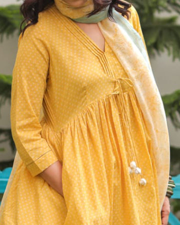 Yellow flared kurta