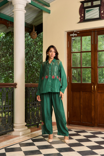 Rose Boota royal green co-ord set