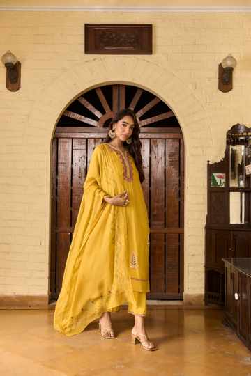 Shalom Mustard Choga Set