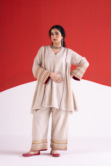 Rangrez oat color chanderi tissue set