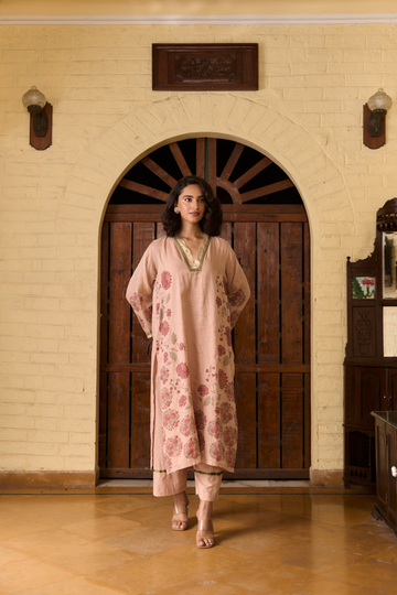 Coromandel Peach Tissue Kurta