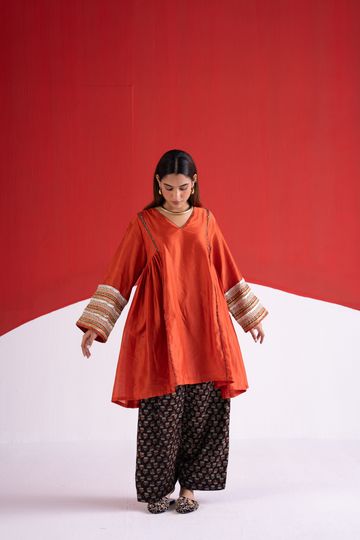 Rangrez rust orange kurta with Salwar