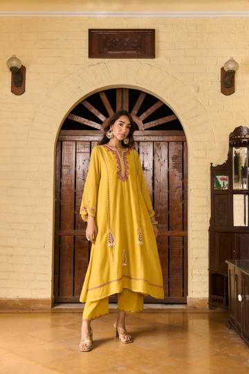 Shalom Mustard Choga Set