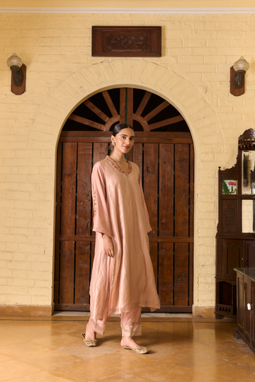 Bano boota zari peach kurta set