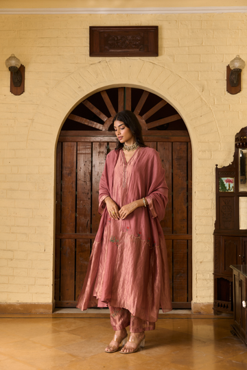 Hannah zari burnt rose kurta set
