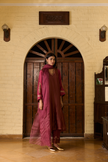 Bano boota zari mulberry kurta set