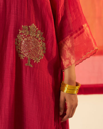 Mehraab fuschia dori sequins & beads hand embroidered kurta set