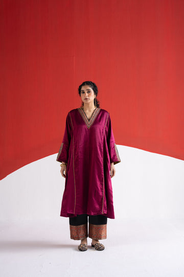 Gul dark pink dori and metal work mashroo phiran