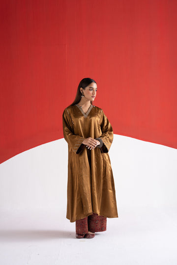 Gulnaaz stone brown patra and bead work mashroo phiran