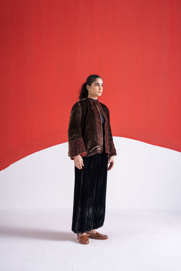 Mastani stone patra and thread work velvet jacket
